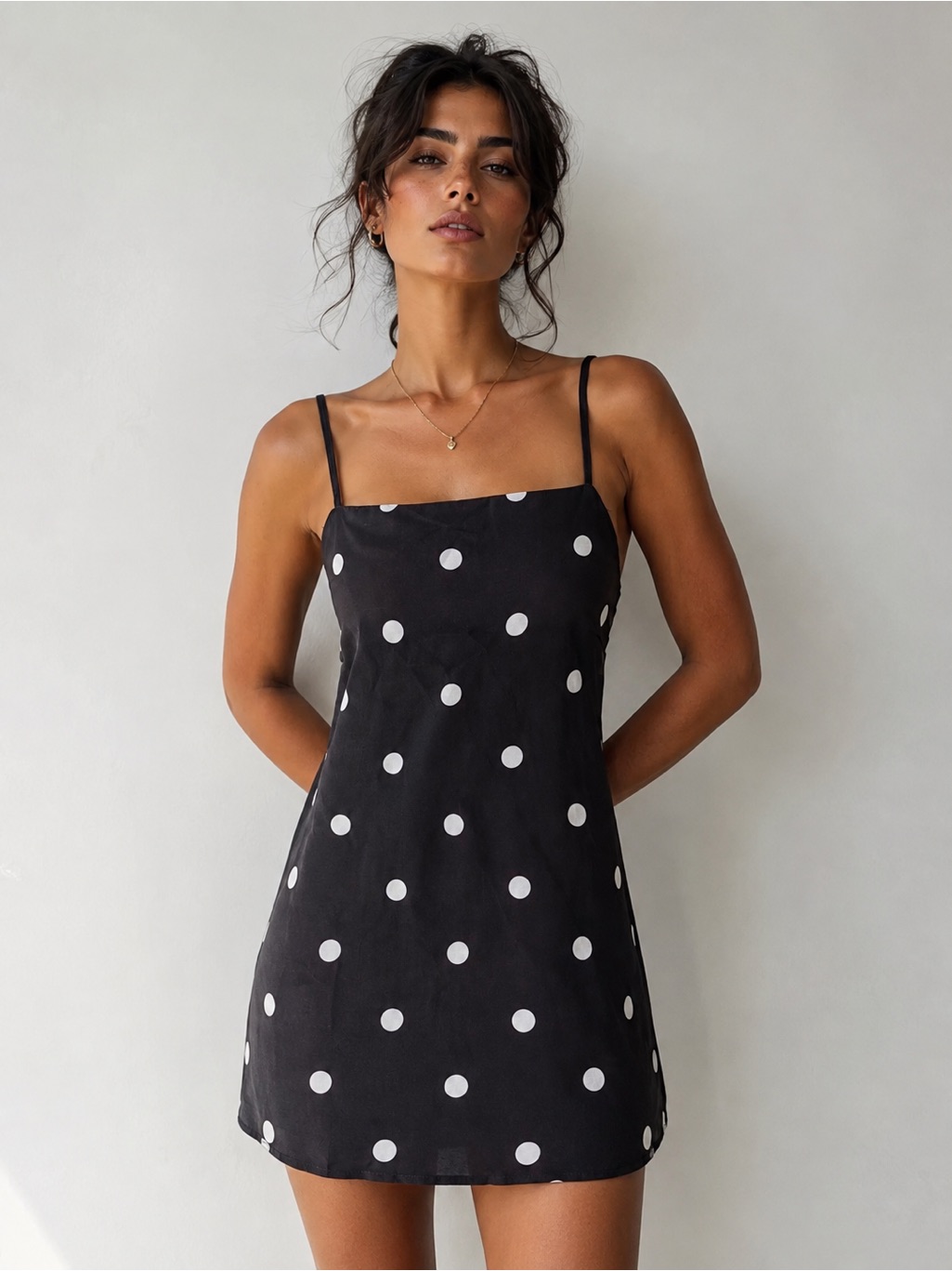 Brown Polka Dot Mini Dress - Classic Summer Slip